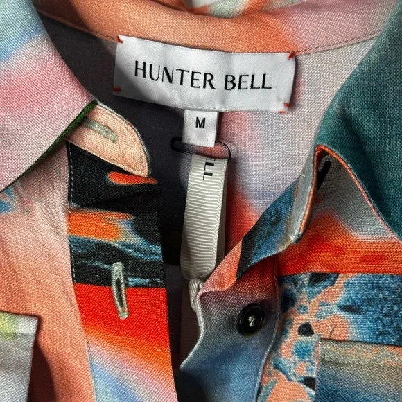 Hunter Bell Peyton Linen Blend Shirt Dress Drawstring Waist Size Medium NWT - Picture 7 of 15